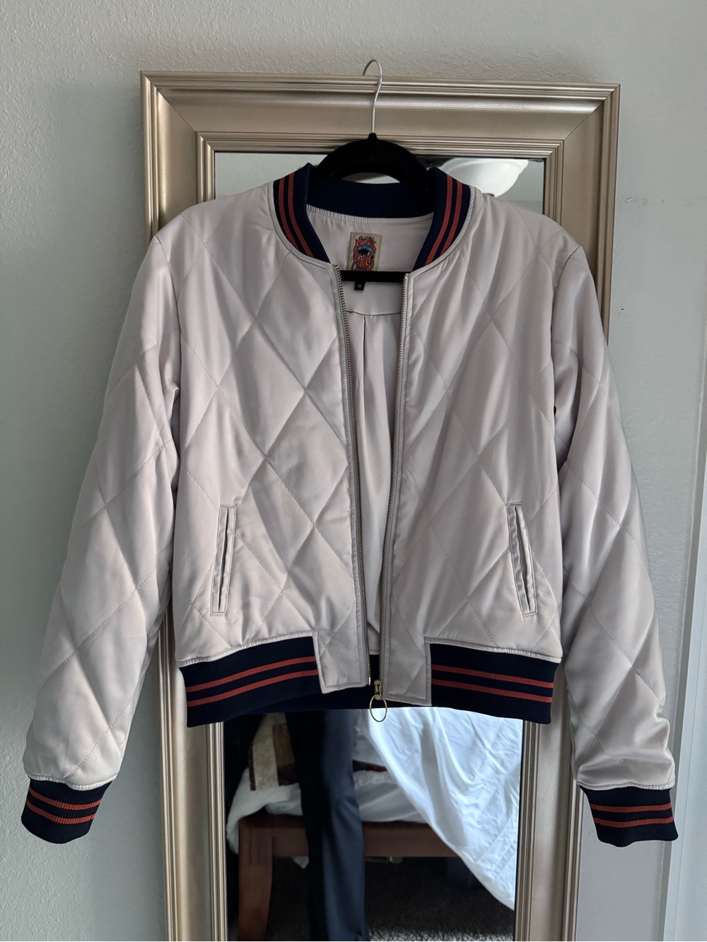 Classic Rock Couture Silver Wings Satin Bomber Jacket - Picture 4 of 11